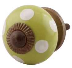 Pea Green Dotted Small Ceramic Drawer Knobs